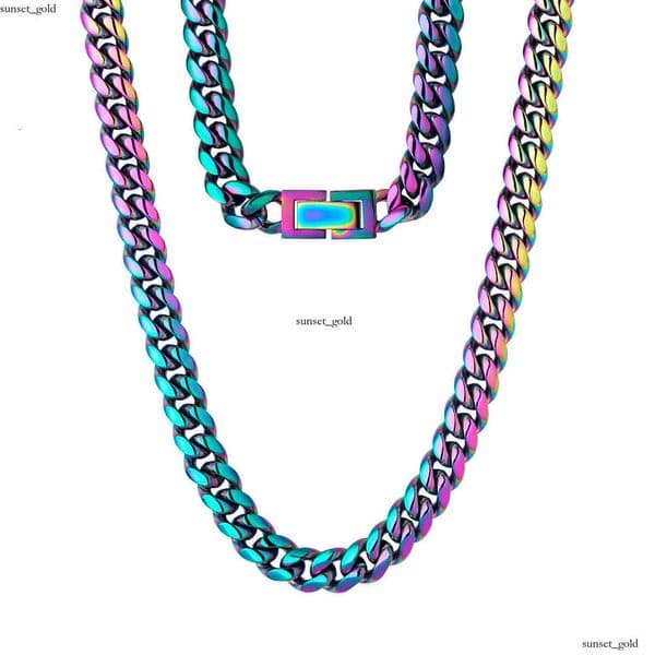 8mm Miami Cuban Link Curb Chain 18K Gold Plated Titanium Steel Jewelry, Durable, Anti-Tarnish, No Allergies Street-wear Punk Hip Hop Necklace Gift, 16 18 20 22