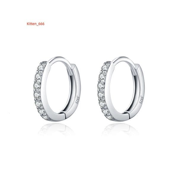 Luxury 925 Sterling Silver Round Shaped Single Row Moissanite Ear Buckle Hoop Earrings for Women Engagement Wedding Jewellery