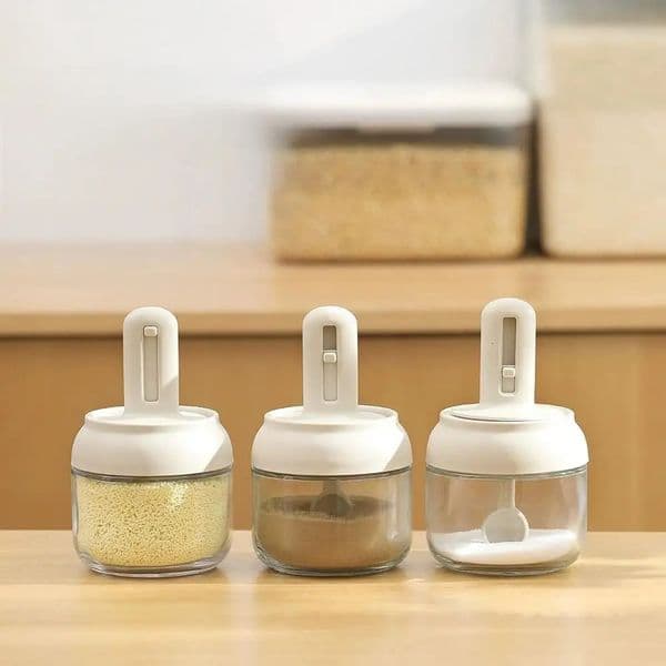 13 pcs Glass Seasoning Bottle With Telescopic Spoon Household Kitchen Salt Storage Box Leak Proof and Moistureproof 251129BANJIA
