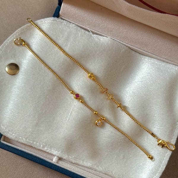 TaiYang 2025 New Fashion Vintage Ruby & Gourd Bracelet Set, Stackable Minimalist Luxury Brass Gold Plated Jewelry, Daily Wear Gift For Women