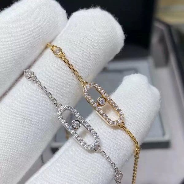 Designer Messi Single Diamond Smooth Full Diamond Sliding Bracelet Bead for Women 18k Plated Design Ins Fashion Daily Versatile Girlfriend