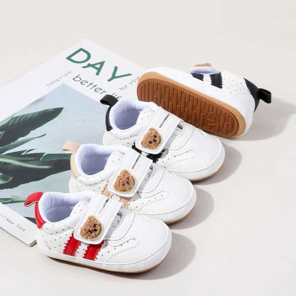 2025 0-18 Months Baby Boys Girls Sneakers Cute Bear Embroidery Infant First Walking Shoes Non-Skid Athletic Shoes X251202