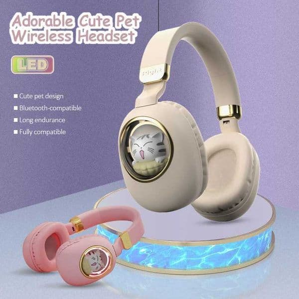 Cute Pet Wireless set LED -Cpatible phones with Mic Glowing Earphones for Kids/Children/Girls Gifts Y251202