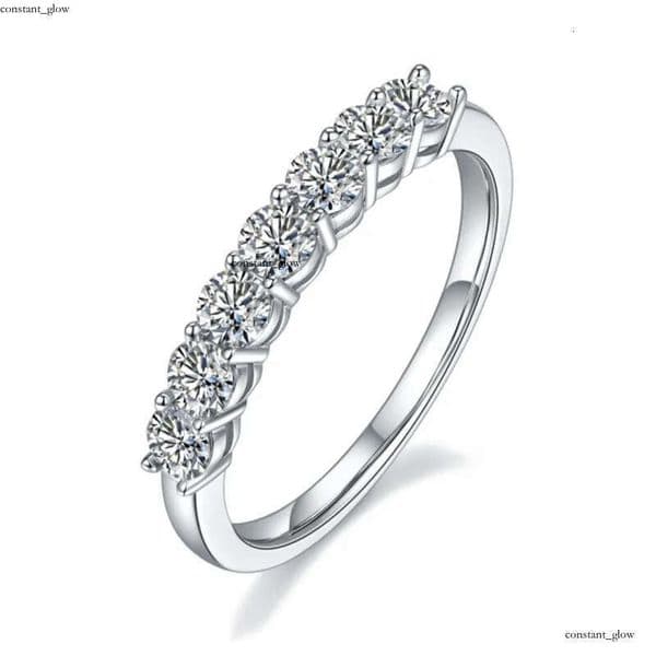 Luxury Moissanite Band Promise Ring for Women 100% Original 925 Sterling Silver D White Gold Diamond Rings Eternity Wedding Fine Jewelry Gift US Size 4-10 b8