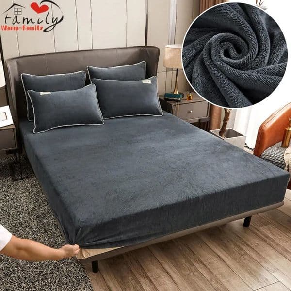 Sheet Warm and Thick Elastic Fitted Sheets Adjustable Flannel Winter Mattress Cover Velvet Bed Linens 150/180/200 Multi Sizes 251128