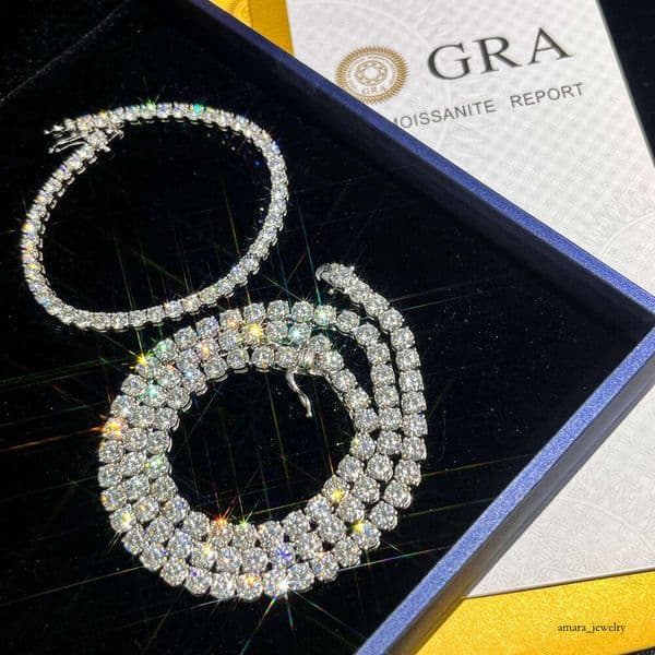 IGI bracelet tennis Hip Hop necklace fashion Jewelry Pass Diamond Tester 4mm -5mm vvs moissanite iced out cuban chain for men women