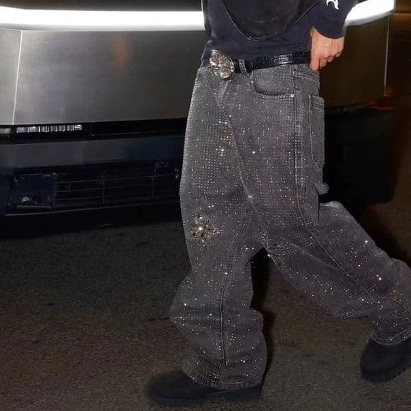 Full Rhinestone Shinning Dimond Bggy Jens Pnts for Men Stright Hip Hop Wshed Vintge Loose Denim Trousers Oversized S260521