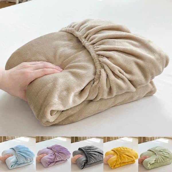 Sheet Warm and Thick Elastic Fitted Sheets Solid Color Adjustable Flannel Winter Mattress Cover Velvet Bed Linens 90/150/180/200 Sizes 251128