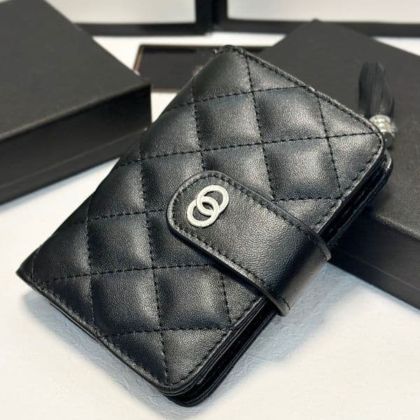 Designer High Quality Caviar Pattern Short Women's Card Clip Mini Handheld Long Wallet Sophisticated Mini Handbag Style Female Clutch Pocket Organizer