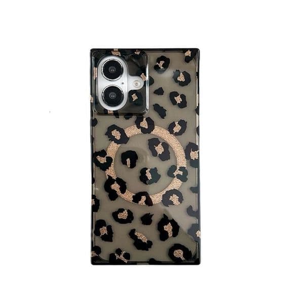 Leopard Print Square Phone Case Compatible with iPhone 17 Pro Max Magnetic Protective Case Apple 16 15/14 Pro Hot