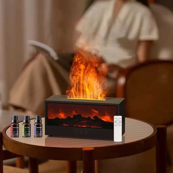 Desktop Fireplace with Atmosphere Light - Portable Simulation Fireplace Heater for Bedroom Home Office Decorations - Creative X251203