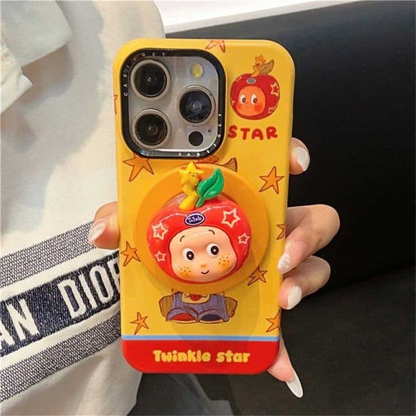 Funny Cute Cartoon Magnetic Phone Case For iPhone 15 Pro 13 14 16 Pro Max Back Cover with Stand Holder Hard Cases M251203