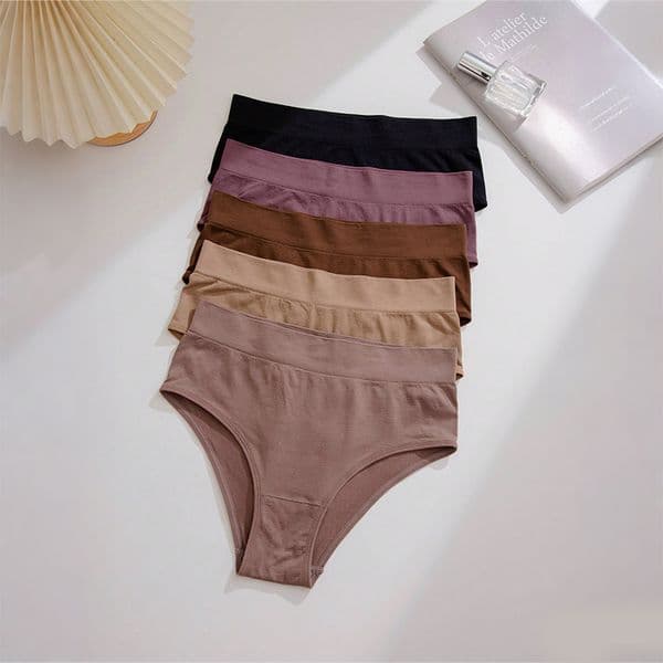 Women's G-Strings 5PCS Women's Seamless Mid-Waisted Underwear Set - Multi-Color Soft Fabric Briefs