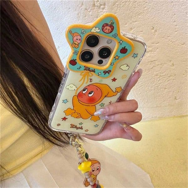 Korean Cute Star Camera Phone Case For iPhone 16 Pro 15 14 Pro Max Cover with Pendant Chain Shockproof Cases Kawaii Capa M251203