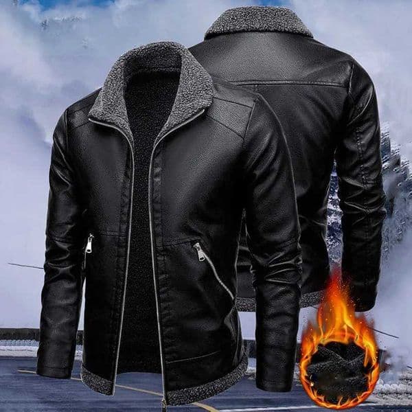 New Mens Leather Jackets Autumn Winter Slim Motorcycle PU Jacket Man Business Fleece Warm Black Leather Coats M251203