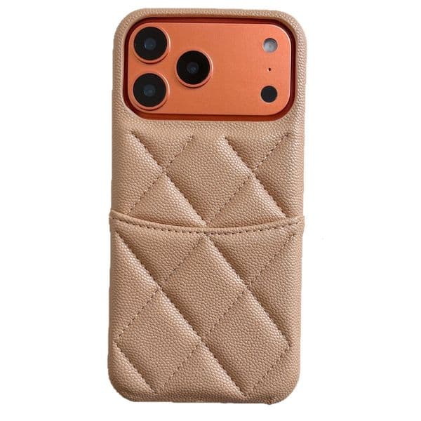 Lychee Pattern Leather Phone Case iPhone 17 Pro Max Style Quilted Luxury Apple 16/15/14 Pro Goddess