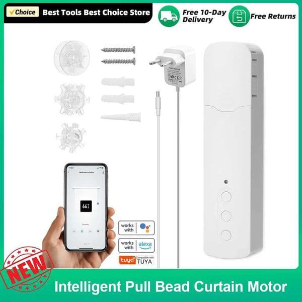 Tuya WiFi TM616EGWT Intelligent Pull Bead Curtain Motor Intelligent Home Household Hotel Electric Curtain Motors Voice Control X251203