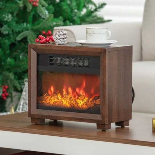 13 Inch Portable Electric Fireplace Heater with Realistic Flame Effect for Indoor Use Compact Space Heater for Bedroom and Livi X251203