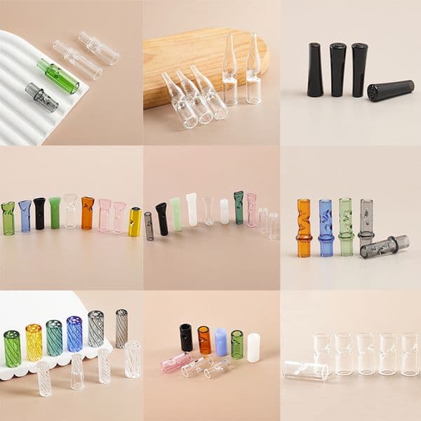 Thick Smoking Hand Pipes 12X30mm Mini Round Flat Mouthpiece Glass Filter Tips Cigarettes Rolling Tobacco Herb Cigarette Tip Wholesale