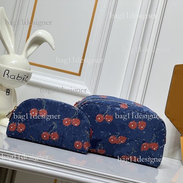 Murakami Denim Cherry Series Makeup New Large Capacity Toiletry Bag