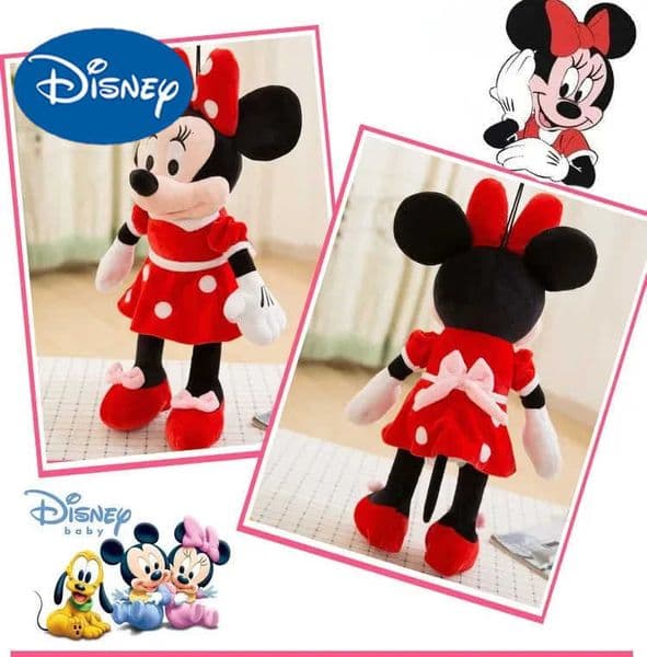 Disney Cartoon Couple Mickey Minnie 35cm Anime Red Pink Minnie Mouse Plush Toys Girlfriend Children Gifts Lovely Plush Toy H251203