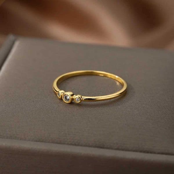 Minimalist Small Zircon Rings For Women Gold Color Stainless Steel Couple Wedding Rings Girls Birthday party Jewelry AccessoriesXJ251202