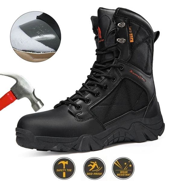 High-Top Anti-Smashing Work Boots Outdoor Waterproof Safety Shoes Steel Toe Non Slip Mens Boots Fashion Protective Men Shoes 251124
