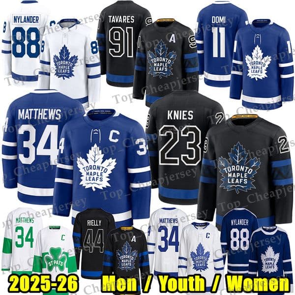 #34 AustonS MatthewsS torontoS Hockey Jersey William Nylander Matthew Knies John Tavaress Easton Cowan maple leafs jersey Joshua Rielly Max Domi Roy Stolarz