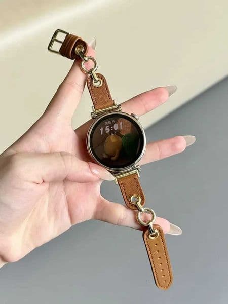 Double Ring Leather Band for Samsung Galaxy Watch 7 6 Classic3 4 5Pro 40/41/42 Active Ladies Strap for Amazfit Huawei GT2 3 4 Z251203