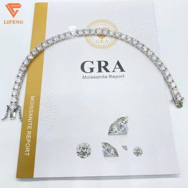 Hip-hop Style Moissanite Tennis Chain Bracelet Diamond Tester Approved Sterling Silver Pass for Necklaces Jewelry Collection
