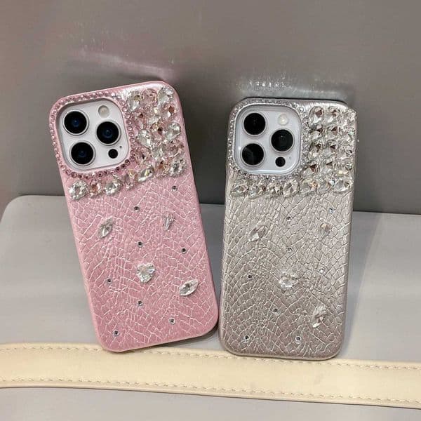 For IPhone 17 17Pro 17 ProMax 17air 16 15 14 13 ProMax 14 15 16 Plus Luxury Diamond Leather Phone Case Protection Phone Cover M251203