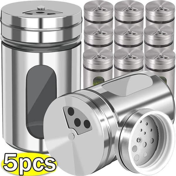 Stainless Steel Spice Jar Seasoning Bottle Pepper Shaker Salt Jars Barbecue Condiment Bottles with Rotating Lids Kitchen Gadget 251129BANJIA