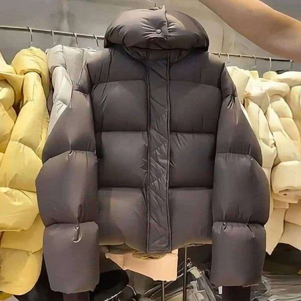 Fashion Women Down Jackets 2025 New Female Stand Collar Puffer Jacket Casual Loose Hooded Parka