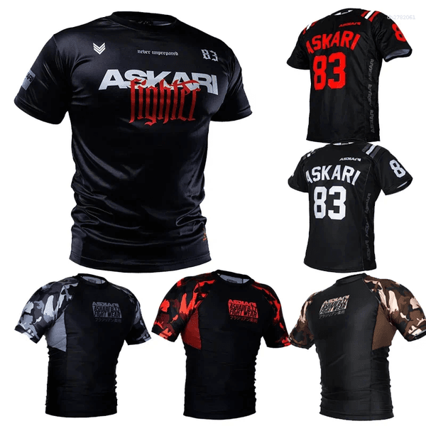 Men's T Shirts ASKARI Fighting T-shirt Quick Drying Breathable And Anti-wear Clothing Boxing Training T-shirts For Men Women