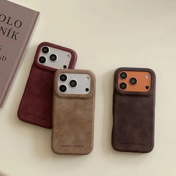 Autumn Winter Advanced Solid Color Leather Letter Shockproof Protective Phone Cover Case for iPhone 17 16 15 14 Pro Max Z251203
