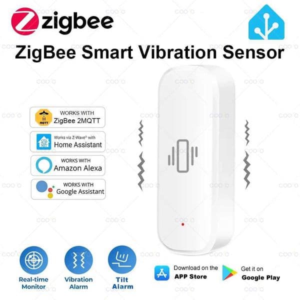 ZigBee 30 Smart Vibration Sensor Real Time Monitoring Door Window Detection Alarm Smart Home Security Protection System X251203