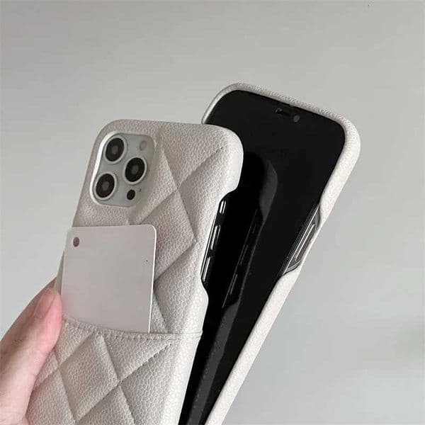 Crossbody Lanyard Wallet Phone Case For iPhone 15 14 13 12 16 Pro Max 11 Card Holder Necklace Chain Luxury Geometric Leather X260601
