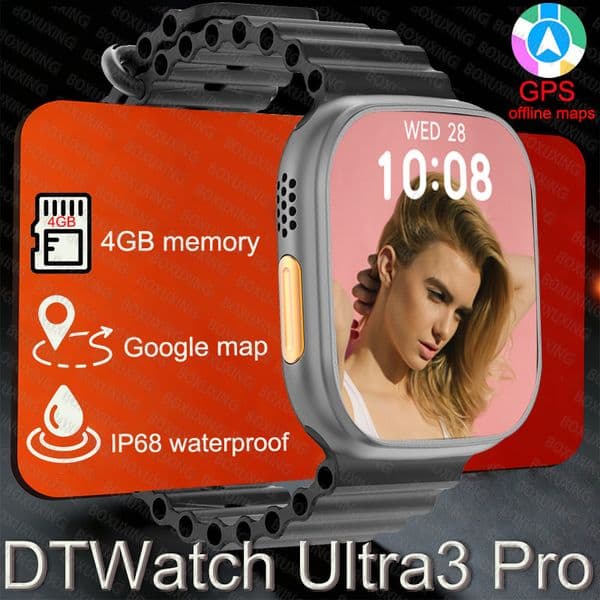 DT Ultra 3 Smartwatch Amoled Screen 4GB MP3 MP4 Player Bluetooth Network Sharing APP Store ChatGPT Smart AI Watch Men Sportwatch