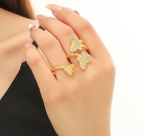 Jewelry Bow Double Ring Diamond Personalized Womens Ring 250710