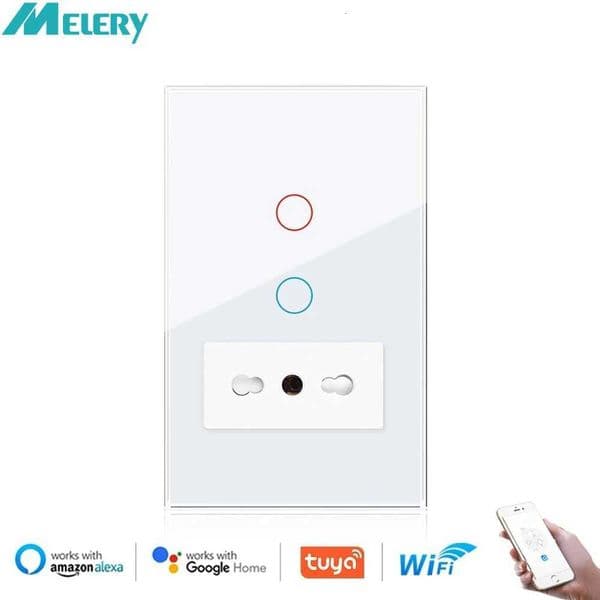 Wifi Smart Tuya Italy Light Switch Wall Socket Glass Panel Plug Intelligent EU Chile Type L Outlet Remote by Alexa Google Home X251203