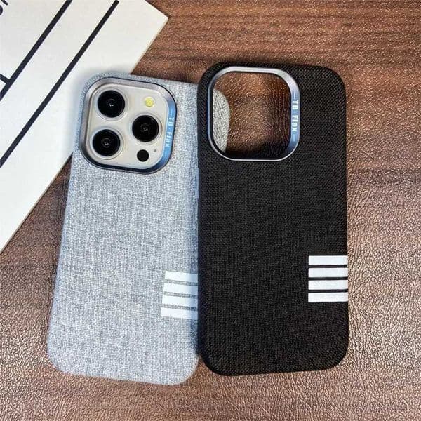 Wireless Charging Flax Fabric Phone Case For iPhone 17 16 15 14 13 12Pro max 16Plus Alloy Lens Protective Cover M251203