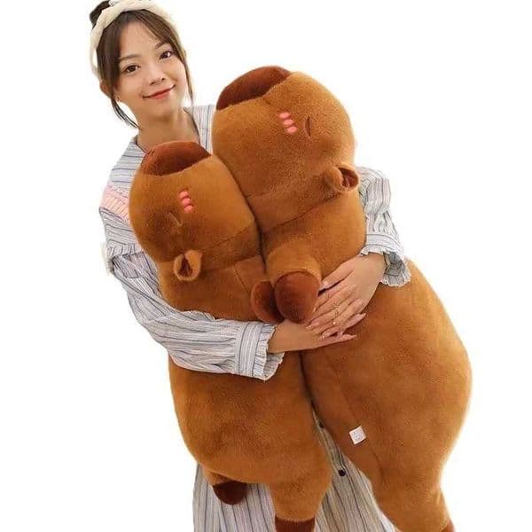Kawaii Capybara Long Sleep Pillow Stuffed Capibara Plushie Cute Fluffy Doll Soft Sofa Cushion Nap Sleeping Toys for Home Bed Y251203