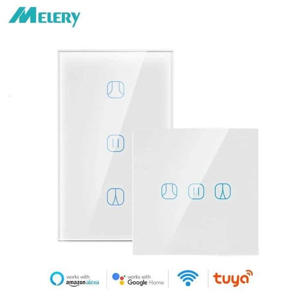 Melery WiFi Curtain Switch US/EU Smart Glass Touch Automation System Timer Remote by Alexa Google Home Assistant Tuya Smartlife X251203