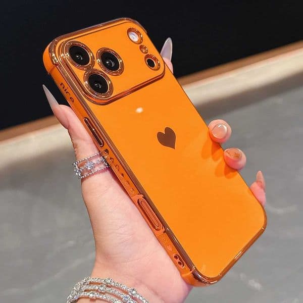 Luxury Plating Heart Matte Phone Case For iPhone 17 12 13 14 15 16 Pro Max 16 Plus 17Pro Air Camera Protection Shockproof Cover M251203