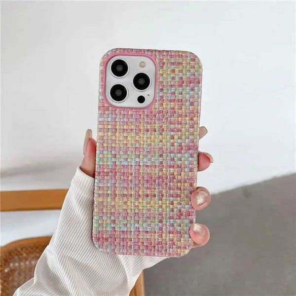 Phone Case For iPhone 16 15 14 13 12 11 Pro Max Plus Cases Cloth Braided Texture Silicone Soft Shockproof Cover Luxury M251203