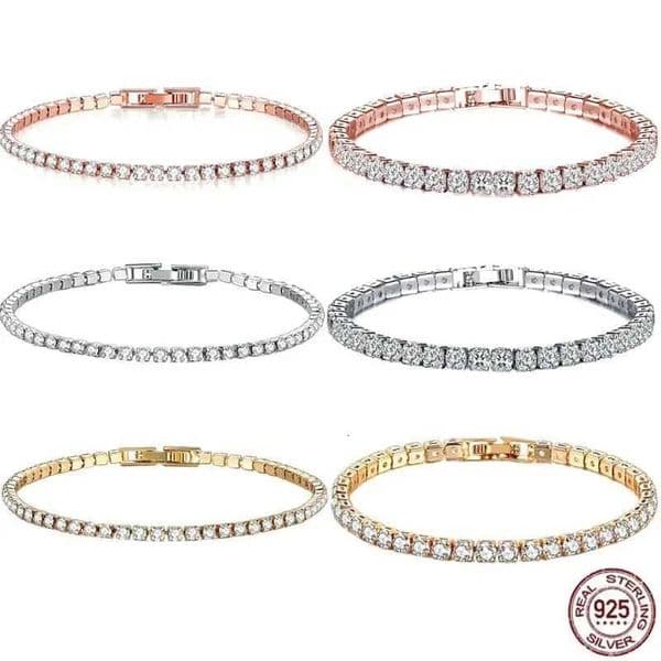 New 925 Pure Silver Rose Gold Bracelet Shining Classic Hip Hop Crystal Tennis Bracelet Womens Jewelry Fashion Wedding Gift W251203