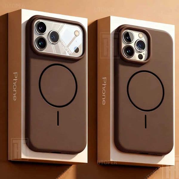 New Exclusive Brown Phone Case for iPhone 17 16 15 14 11 12 13 Pro Max Plus Air Upgrade Silicone Soft Shockproof Magnetic Cover M251203