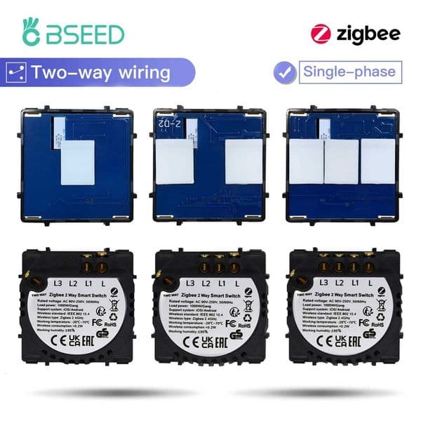 BSEED Zigbee Smart Switch 1/2/3Gang Touch Switch Function Part 2Way Wire With Normal Touch Switch Alexa Tuya Smart Life Control X251203