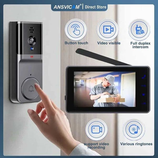 M16A 1080P wireless waterproof video doorbell 43-inch IPS screen Infrared Night vision doorbell Family Apartment 24G camera X251203