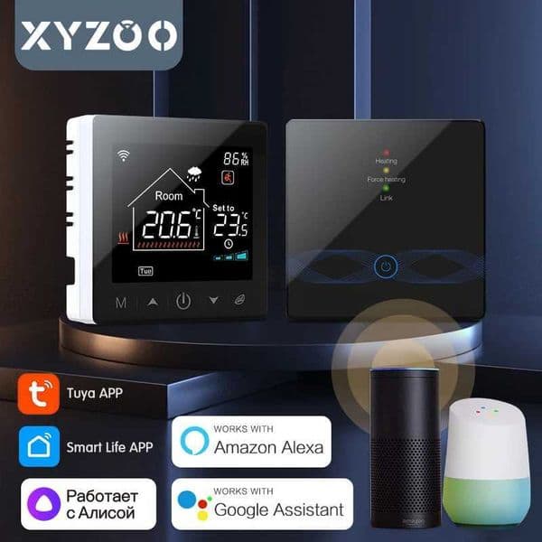WiFi Tuya Wireless Thermostat for Gas Boiler RF433 Floor Heating Smart Home Temperature ControllerReceiver Alexa Google Alice X251203